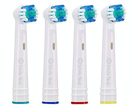 Smile Nut Replacement Toothbrush Heads 4 Pack with Dupont Indicator Bristles for Whitening & Gum Care Compatible with Oral B Electric Toothbrushes