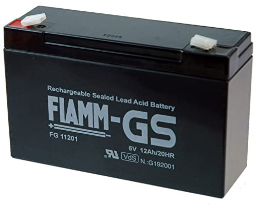 Fiamm Batteria al piombo FG11201, 6 volt, 12.000 mAh, con connettori da 4,8 mm