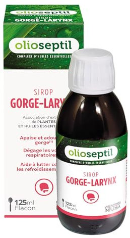 OLIOSEPTIL - Sirop Gorge-Larynx - Association d'extraits de Thym & Sauge, huile essentielle d'Eucalyptus, Propolis et Miel de Manuka - Adoucit la gorge & apaise les voies respiratoires - 125 ml