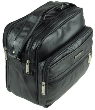 Stabile Arbeitstasche Flugumhänger Flugbegleiter Umhängetasche Messenger Bag schwarz Querformat