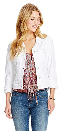 Jessica Simpson womens Superloved Pixie Crop Jean Jacket, White/White, Medium US
