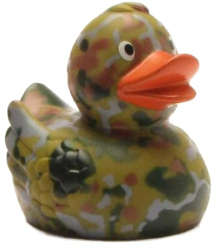 Duckshop I Badeente Camouflage I Quietscheente I L: 7,5 cm I Quietscheentchen I Geschenk für Soldaten I Präsent Sammler