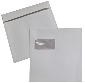 Briefhüllen | Premium | 230 x 230 mm mit Fenster | Weiß (100 Stück) mit Abziehstreifen | Briefhüllen, Kuverts, Couverts, Umschläge mit 2 Jahren Zufriedenheitsgarantie