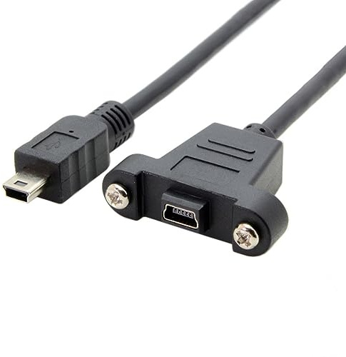 CY 50cm Mini USB 5Pin Male to Female Panel Mount Type Extension Adapter Cable with Screws