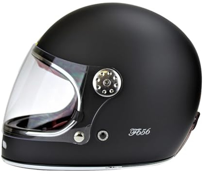 Viper F656 Vintage Motorradhelm Fiberglas Integralhelm mattschwarz - mattes schwarz - L