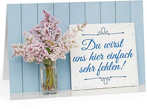 XXL Abschiedskarte (A4) | DU wirst und hier einfach sehr fehlen | mit Umschlag | edle und hochwertige Klappkarte | Zum Abschied | Große Karte für Kollegen, Pension, Rente | Maxi Karte | Überformat