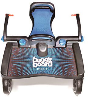 Lascal BuggyBoard Maxi+, Kinderbuggy Trittbrett mit großer Stehfläche und Saddle, Kinderwagen Zubehör für Kinder von 2-6 Jahren (22 kg), kompatibel mit fast jedem Buggy und Kinderwagen, blau