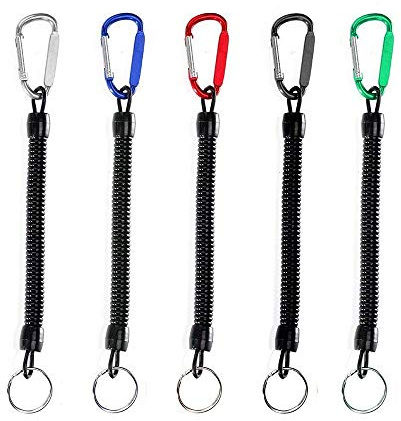 Ritte 5 Pièces Pêche Cordons, Pêche Outils Sécurité Elastique Corde Multicolor Cordes De Pêche Bateau Sécurisé Rétractable Spiralé Tether avec Mousqueton, Poisson Outils Attirail De Pêche Accessoires