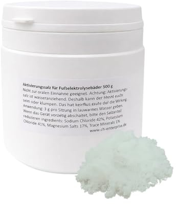 Salinatur Sal de Activación para Baños de Pies Detox 500g – Enriquecida con Magnesio y Potasio, Bajo Sodio, Ideal para Hidroterapia y Spa, Uso Seguro para Electrolisis