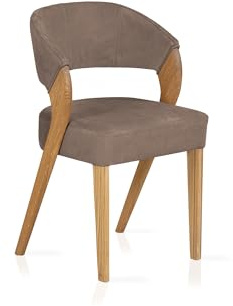 ALONA Polsterstuhl, Material Massivholz/Bezug Kunstleder, Eiche, nougat