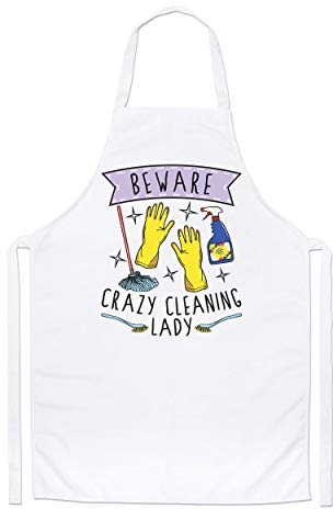 Beware Crazy Cleaning Lady Chefs Apron