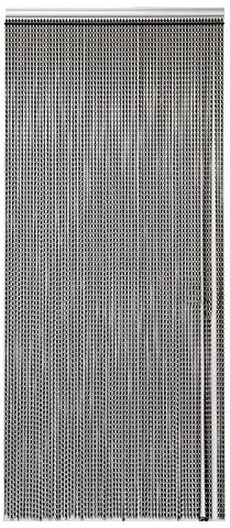 Shoze Aluminium Chain Link Curtain Fly Screen Strip Blinds Metal Door Curtain Insect Screen Strip Blinds Keeps Out Flies Pest Insect Bees for Doorways Divider Black
