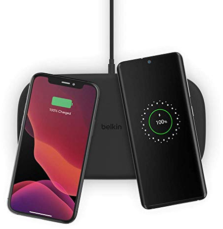 Belkin Chargeur à induction TrueFreedom Pro (support de recharge sans fil double, recharge sur toute la surface, pour Samsung, iPhone, Pixel, AirPods, etc.)