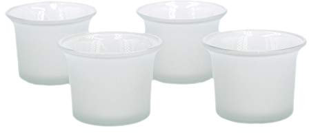 Creativery Teelichtgläser 63x45 mm Set 4 Stück Teelichthalter Glas mit geschwungenem Rand Tulpenform Farbauswahl: weiß 029