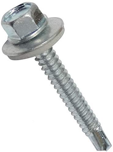 AERZETIX - C44548 - Juego de 20 - Tornillo autoperforante M6.3x50mm + arandela de estanqueidad - con huella hexagonal 10mm - en acero galvanizado - DIN7504K - chapa metal canalones paneles sándwich