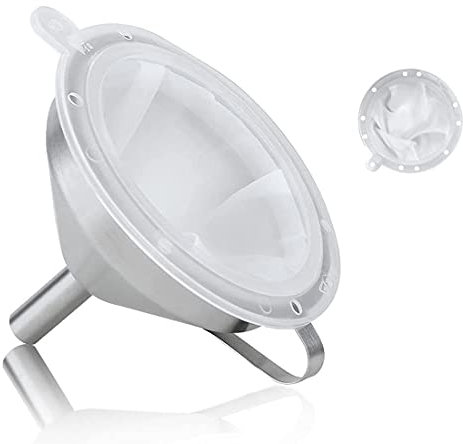 Embudos Acero Inoxidable, con Mango Tamiz de Filtro de Alimentos, Tamiz Filtro de Malla 200 para Embudo Cocina de 5 Pulgadas para Transferir LíQuidos, Ingredientes Secos, Aceite, Vino, Jugo, Mermelada