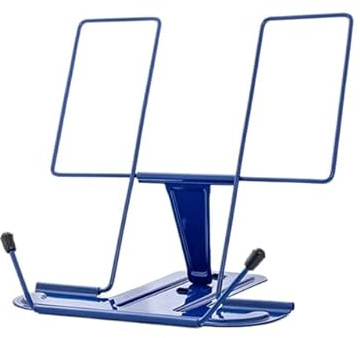 CABLEPELADO Atril de estudio | Atril para Libros | Atril de Escritorio | Soporte libros para mesa | Atril Metálico | 3 Inclinaciones | Plegable | Ligero y Compacto | 16 x 16 x 18 cm | Azul