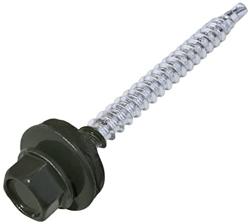 AERZETIX - C57209 - Lot de 50 Vis autoperceuse métal sur bois Ø4.8x55 mm + rondelle d'étanchéité EPDM - peint en couleur gris anthracite RAL 7016 - empreinte de la tête 8 mm hexagonale - en acier