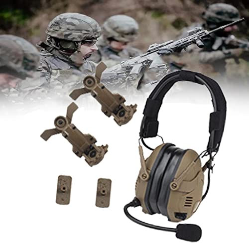 Casque Tactique Chasse Tir Casque de Réduction de Bruit Tactical Headset pour OPS Core Arc Et Wendy M-Lok Casque Monté sur La Tête 2 en 1 Khaki