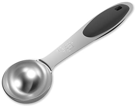 LEIFENY 1PCS 1/2 Tbsp(1.5tsp, 1/4oz, 7.5ml) Single Measuring Spoon with Black Silicone Grip, Stainless Steel Individual Measure Scoop Only