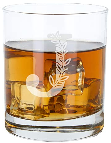 Verre à whisky personnalisé avec monogramme gravé avec initiale J - Cadeau d'anniversaire pour elle ou lui - Cadeau personnalisé pour elle ou lui - Verre à whisky gravé avec initiale