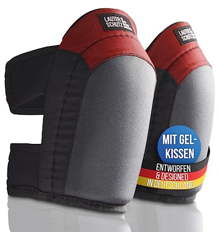 LauterSchutz® Genouillères professionnelles en gel pour le travail – Revêtement antidérapant et double fermeture confortable pour artisans et bricoleurs (rouge, neuf)