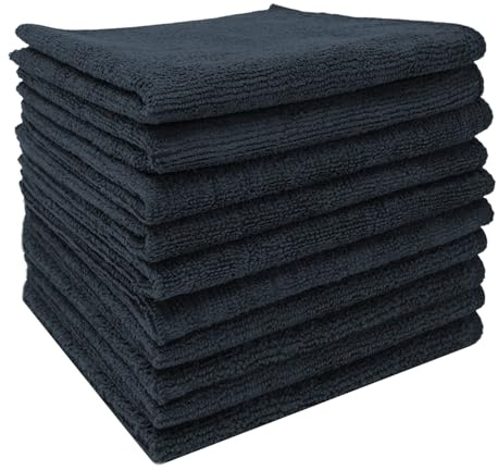 SBS Microfasertücher 10 Stück | 30 x 30 cm | anthrazit | waschbar | für Haushalt, Auto Motorrad etc. | Putztücher | Poliertücher | Haushaltstücher |Staubtuch