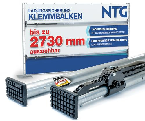 NTG Barra de sujeción de bloqueo, barra de bloqueo, acero, 1372 – 2730 mm, seguridad de carga y seguridad de transporte para coches, camiones, remolques, caravanas y furgonetas (1 unidad)