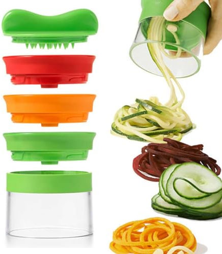 Cortador de Verduras en Espiral, 1Pcs Cortador de Verdura Rallador de verduras, Rallador Verduras Manual 3 en 1 para Zanahorias, Pepinos, Patatas y Cebollas