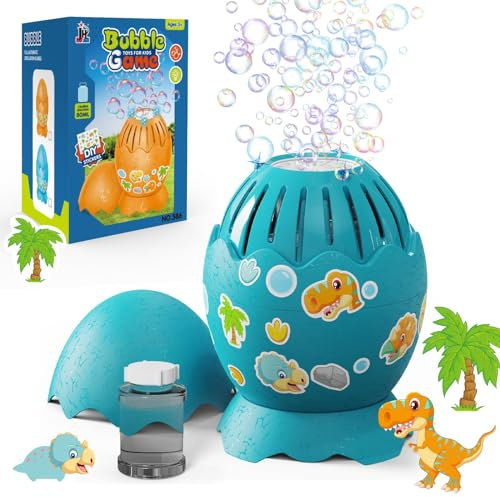 Panacare Dinosaurier Eier Seifenblasenmaschine, Seifenblasenspielzeug für Kinder 10000+ Blasen/Minute mit Seifenblasenlösung/LED, Kinder Geschenk für Geburtstag/Party/Hochzeit (Blue)