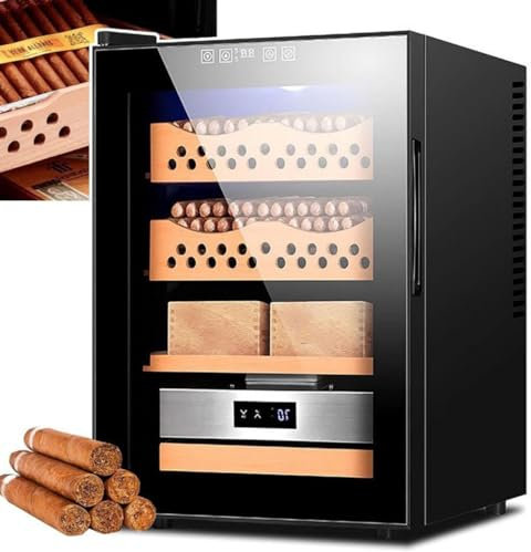 CYMYYDS Humidors Cigar Cabinet, Intelligent Electronic Cigar Humidor Cabinet, Electric Cigar Humidor Cooler with Cedar Lining, 4 Layer Drawers, Temperature 11~18°C