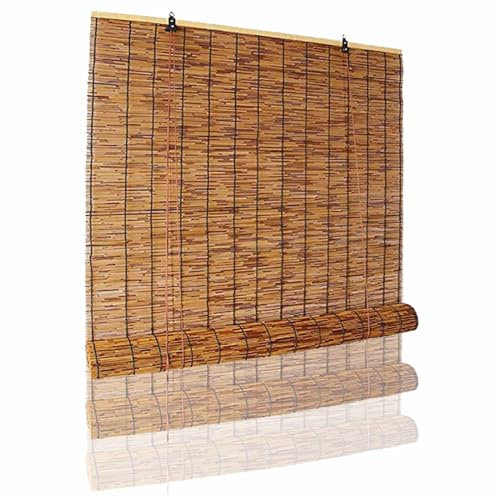 80x160 95x120 80x140 100x160cm Bambusrollo Jalousie Outdoor Anti-UV Durchscheinend Natur Schilf Vorhang Für Fenster Höhe Stufenlos VerstellbarSichtschutz Patio Bambus Raffrollos Ohne Bohren Für Garten