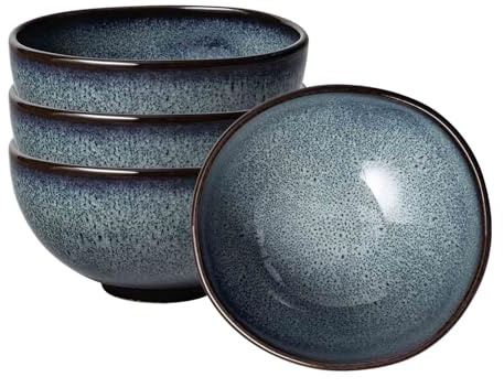 Villeroy & Boch like. by Lave Gris Suppenschüssel 4er Set, Graue Bowl Aus Steingut, Müslischale, Suppenschale, Spülmaschinensicher, Mikrowellengeeignet