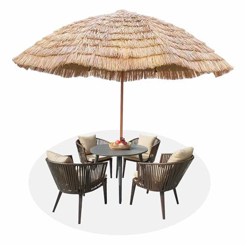 JLisefut Parasol Paille Tropicale Hauteur Réglable Parasol De Plage Hawaïen Parapluie De Patio en Chaume Extérieur Φ1.6M Φ2.0M Φ2.4.0m Pare-Soleil(Size:160CM/5FT)