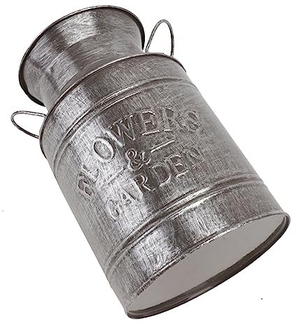 RORPOIR Vintage Iron Sheet Flower Bucket Vase Old Treatment for Table Decorations and Party Flower Decorations Silver