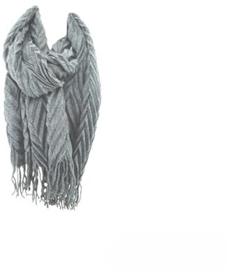 HomeRelax&Style Winter Damen Schal » Fransenschal 220 x 72 cm » Damenschal in Faltenoptik » Winterschal Soft Cashmera Plissee Farbe Grau