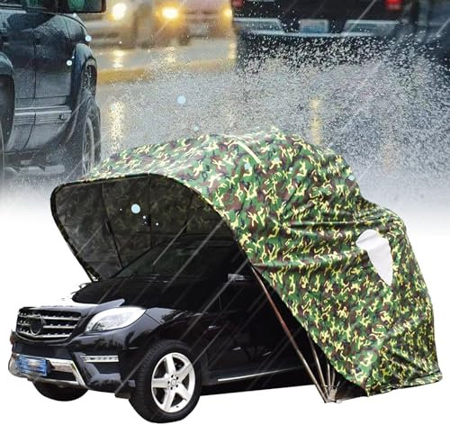 HTSMEUR Tente de Voiture Pliante, abri d'auto télescopique et Lourd, abri étanche et Polyvalent pour Voiture, Housse de Voiture Portable, matériau en Acier Inoxydable (18 * 8.2 * 7.6ft)
