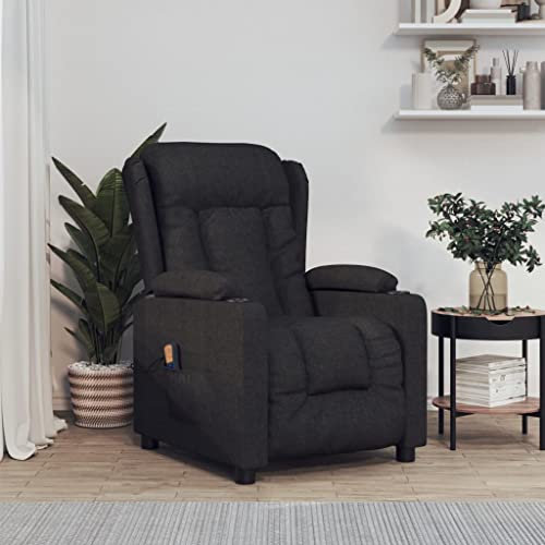 Homgoday Massagesessel Fernsehsessel Relaxsessel Ruhesessel Polstersessel Liegesessel TV Sessel mit Liegefunktion, Verstellbare Rückenlehne, für Wohnzimmer Schwarz Stoff