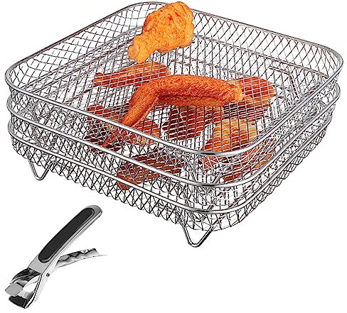 jojofuny Stapelbare Air-fryer-racks Edelstahlgeflecht Dehydrator-rack für Air-fryer-zubehör