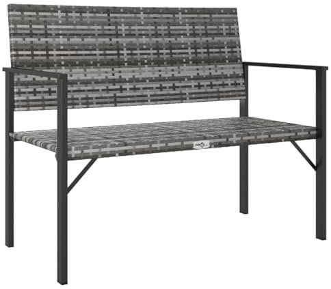 HETFTJN Outdoor Sessel Sitzbank Outdoor Bierbank Bänke - Gartenbank 2-Sitzer Grau Poly Rattan für Balkon Terrassen Garten Draussen