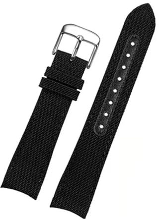 EcLusE Uhrenarmband aus echtem Leder mit gebogenem Ende, für Männer, Canvas, Sportuhrenarmband,20mm