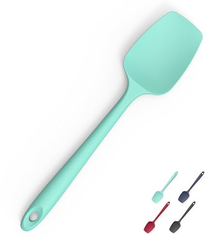 Doosu Silicone Spoon Cooking Spatula, 315℃ Heat Resistant, 28.9cm, Aqua Sky | Food Grade Rubber Bowl Scraper, High Temp Safe, Flexible Kitchen Utensil, Non-Scratch Seamless for Serving Folding Stirring