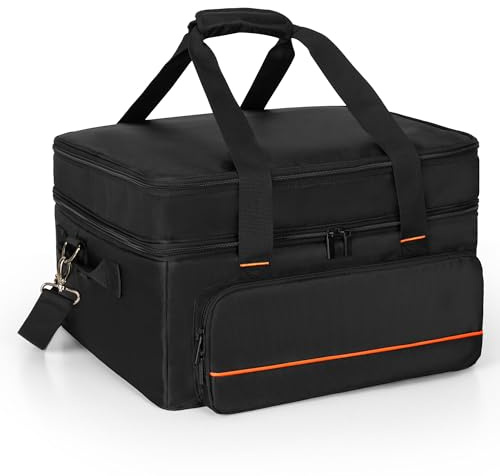 samdew Grill Carrying Bag Compatible with Ninja GR101 Sizzle Smokeless | Double-layer Padded BBQ Grill Storage Bag for Indoor Grill & Griddle, Grill Plate & Accessories Tools, Bag Only