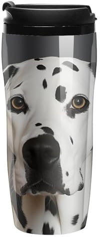 Stanley-Kaffeetasse mit Deckel, 340 ml, Kunststoffbecher, versiegelter Trinkdeckel, Wasserbecher, Teetasse, Dalmatiner, bedruckt, passt in Auto-Becherhalter