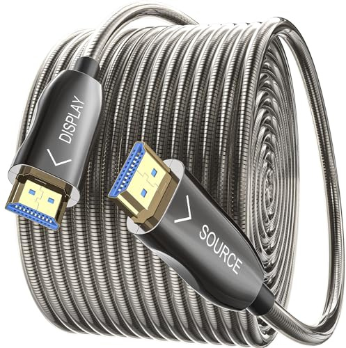 Siwket 8K HDMI Glasfaserkabel 10M, Stahlpanzerung Optisch HDMI 2.1 Kabel 48Gbps Ultra High Speed 8K@60Hz 4K@120Hz Dynamic HDR eARC Dolby HDCP 2.2&2.3 für HDTV/Projektor/Heimkino/TV-Box/Gaming-Box/PS5