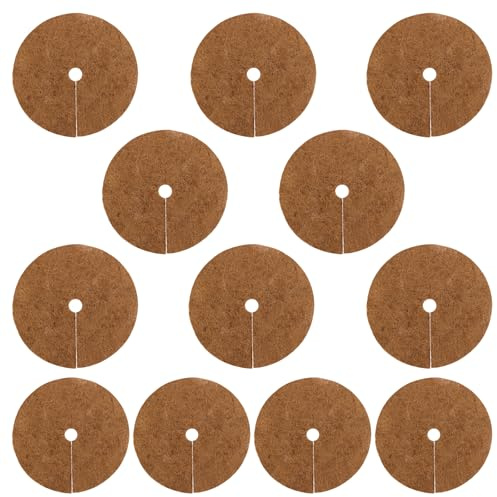 CHEUKYIU Lot de 12 Tapis en Fibre de Coco Ronds 30cm - Disque de Paillage pour Plantes - Protection Hivernale et Contre Le Gel