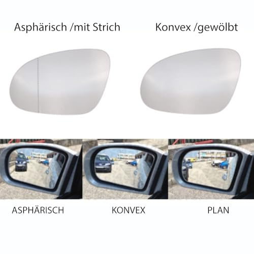 Spiegelglas zum Kleben Ersatzspiegelglas Außenspiegel Rechts Asphärisch passend für OPEL ASTRA H Facelift 2009-2011