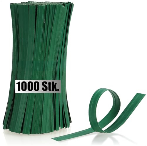 com-four® 1000x Strisce di Rilegatura in Carta - Fili di Rilegatura Verdi con Anima a Doppio Filo, 15 cm ciascuno - per Il Fissaggio di Piante, floricoltura, orticoltura e Decorazione (15 cm - 1000x)