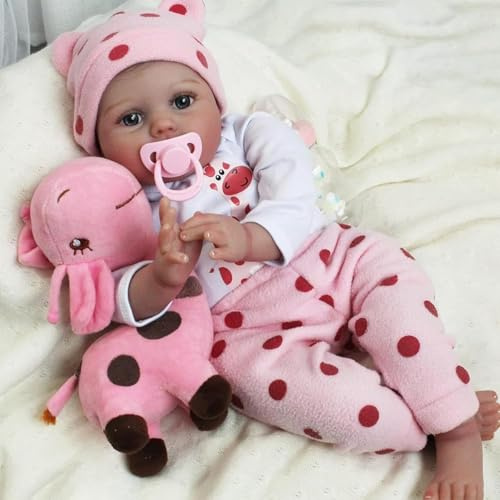 TERTYRES Reborn Baby Puppen 22 Zoll 55cm Lebensecht Weiches Vinylsilikon Baumwolle Körper Wie Echt Babypuppe Echte Neugeborene Berühren Realistisch Baby Mädchen