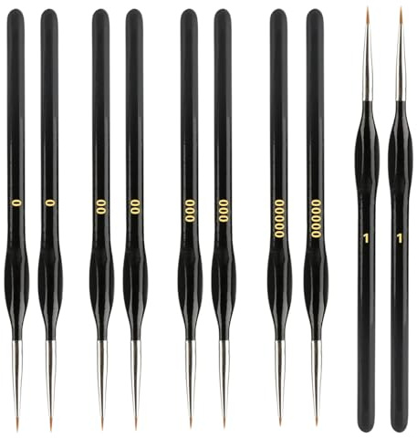 10 Stück Malen Nach Zahlen Pinsel, Feine Pinsel Set für Präzisionsarbeiten, Miniatur Künstlerpinsel für Modellbau, Acryl, Nagelkunst, Ölgemälde, Aquarell und Strichmalerei (5 Größen)